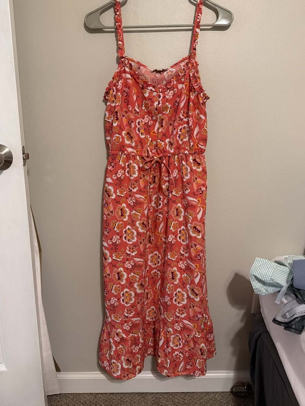 Loft Outlet Women's Floral Print Ruffle Strap Midi Dress